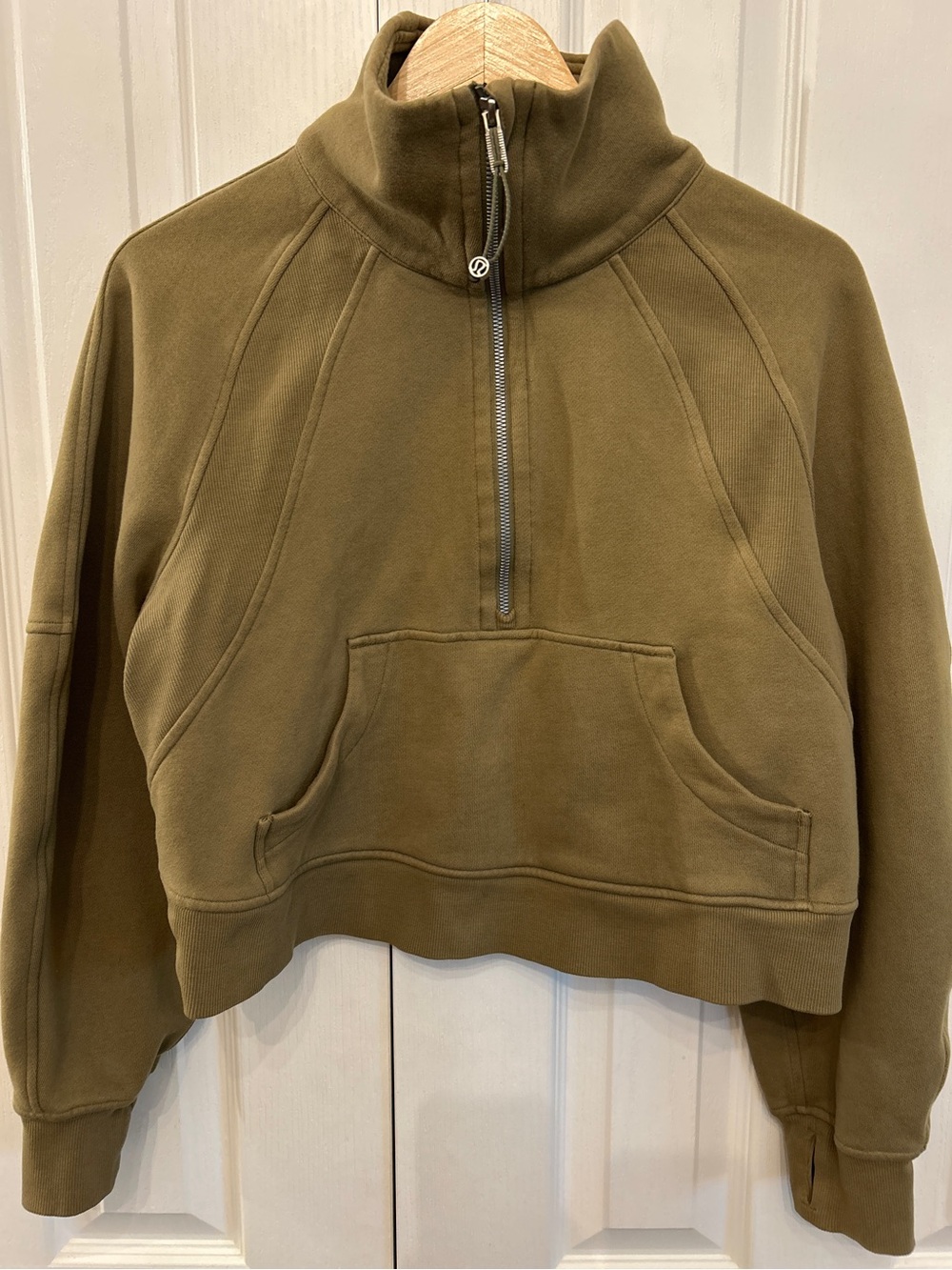 lululemon Scuba Oversized Funnel Neck Half Zip Bronze Green XS/S EUC